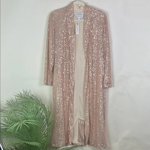 Anthropologie x Mare Mare Rose Gold Sequin Duster Cardigan Small - Picture 2 of 11